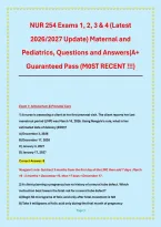 NUR 254 Exams 1&comma; 2&comma; 3 & 4 &lpar;Latest 2026&sol;2027 Update&rpar; Maternal and Pediatrics&comma; Questions and Answers&vert;A&plus; Guaranteed Pass &lpar;M0ST RECENT &excl;&excl;&excl;&rpar;