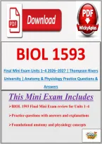 BIOL 1593 Final Exam 2026&ndash;2027 &vert; Thompson Rivers University Anatomy & Physiology I &vert; Practice Questions&comma; Answers & Study Guide