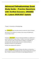 Advanced Pathophysiology Exam &NewLine;Study Guide &ndash; Practice Questions &NewLine;with Verified Answers&period; GRADED &NewLine;A&plus;&period; Latest 2026&sol;2027 Update 