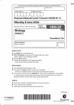Edexcel GCSE Biology Paper 2 Foundation Tier 2026