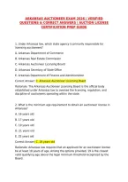 Arkansas Auctioneer Exam 2026 &vert; Verified Questions & Correct Answers &vert; Auction License Certification Prep Guide