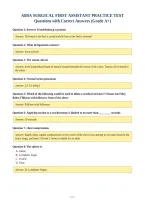 ABSA SURGICAL FIRST ASSISTANT PRACTICE TEST&NewLine;Questions with Correct Answers &lpar;Grade A&plus;&rpar;