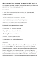 Oregon Professional Counselor Law And Rules Exam &ndash; Questions&NewLine;And Answers &vert; Verified And Well Detailed Answers &vert; Plus Rationales&NewLine;&vert; Guaranteed Pass &vert; Latest Exam Update