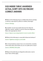 Dod Insider Threat Awareness&NewLine;Actual Script With 100 Percent&NewLine;Correct Answers