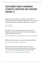 Dod Insider Threat Awareness&NewLine;Complete Questions And Answers&NewLine;Graded A&plus;