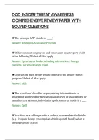 Dod Insider Threat Awareness&NewLine;Comprehensive Review Paper With&NewLine;Solved Questions
