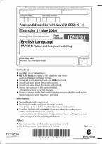 Edexcel GCSE English Language Paper 1&colon; Fiction and Imaginative Writing 2026