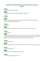ANATOMY AND PHYSIOLOGY - EXAM 1 Questions with Correct&NewLine;Solutions