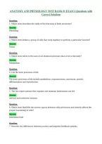 ANATOMY AND PHYSIOLOGY TEST BANK &num;1 EXAM 1 Questions with&NewLine;Correct Solutions