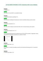 AP MACROECONOMICS - UNIT 3 Questions with Correct Solutions