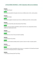 AP MACROECONOMICS UNIT 3 Questions with Correct Solutions