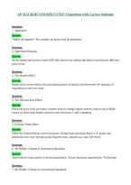 AP MACROECONOMICS UNIT 3 Questions with Correct Solutions