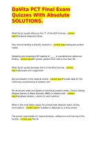 DaVita PCT Final Exam Quizzes With Absolute SOLUTIONS&period;