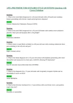 APEA PRE PREDICTOR SCENARIO STYLE QUESTIONS Questions with&NewLine;Correct Solutions