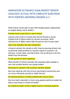 Innovation In Finance Exam Newest Review 2026&sol;2027 Actual With Complete Questions With Verified Answers&sol;&sol;Graded A&plus;&sol;&sol;
