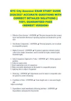Nyc City Assessor Exam Study Guide &NewLine;2026&sol;2027 Accurate Questions With &NewLine;Correct Detailed Solutions &vert;&vert; &NewLine;100&percnt; Guaranteed Pass &NewLine;<Newest Version> 