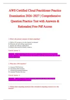 AWS Certified Cloud Practitioner Exam 2026-2027 QUESTIONS AND ANSWERS ALREADY GRADED A&plus;&period;&NewLine;100&percnt; Verified Solutions &vert; Updated Per Latest Guidelines &vert; Graded A&plus;