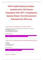 AWS Certified Exam 2026-2027 QUESTIONS AND ANSWERS ALREADY GRADED A&plus;&period;&NewLine;100&percnt; Verified Solutions &vert; Updated Per Latest Guidelines &vert; Graded A&plus;