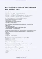 Test Bank&colon; 20230120095830 63ca65c6121f3 All Firefighter 1 Practice Test Questions and Answers 2023 - Graded A&plus; C&period;&period;&period;