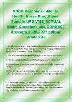 ANCC Psychiatric-Mental&NewLine;Health Nurse Practitioner&NewLine;Sample UPDATED ACTUAL&NewLine;Exam Questions and CORRECT&NewLine;Answers 2026&sol;2027 edition&NewLine;Graded A&plus;&NewLine;1&period; An 18-year-old patient diagnosed with bipolar disorder wants to enter a&NewLine;research study that will test an exper