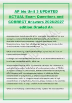 AP bio Unit 3 UPDATED&NewLine;ACTUAL Exam Questions and&NewLine;CORRECT Answers 2026&sol;2027&NewLine;edition Graded A&plus;&NewLine;Aminolevulinate dehydratase &lpar;ALAD&rpar; is an enzyme that relies on zinc as a&NewLine;coenzyme&period; A zinc ion binds to the ALAD active site&comma; where it forms&NewLine;favorable interac