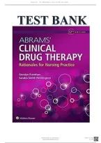 Test Bank For Abrams&rsquo; Clinical Drug Therapy Rationales for Nursing Practice 12th Edition Geralyn Frandsen ISBN&colon;978-1975136130&vert;1 - 61 Chapter With Rationals&NewLine;