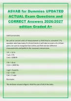 ASVAB for Dummies UPDATED&NewLine;ACTUAL Exam Questions and&NewLine;CORRECT Answers 2026&sol;2027&NewLine;edition Graded A&plus;&NewLine;Unit Conversions&NewLine;Be sure to convert units of measurement so that they're consistent&period; If a&NewLine;question asks how many 3-x-6-inch bricks it will take to