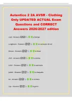Autentico 2 2A AVSR - Clothing&NewLine;Only UPDATED ACTUAL Exam&NewLine;Questions and CORRECT&NewLine;Answers 2026&sol;2027 edition&NewLine;coat - Answers  el abrigo&NewLine;sunglasses - Answers  los anteojos de sol&NewLine;blouse - Answers  la blusa