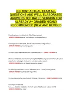 Icc Test Actual Exam All &NewLine;Questions And Well Elaborated &NewLine;Answers Top Rated Version For &NewLine;Already A&plus; Graded Highly &NewLine;Recommended &vert;New And Revised 