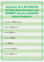 Autentico 3A & 3B UPDATED&NewLine;ACTUAL Exam Questions and&NewLine;CORRECT Answers 2026&sol;2027&NewLine;edition Graded A&plus;&NewLine;en el desayuno - for breakfast&NewLine;el desayuno - breakfast
