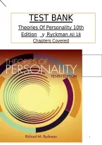 Test Bank for Theories of Personality 10th Edition by Ryckman &vert; All 18 Chapters &vert; Questions & Answers