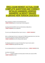 Vricc Exam Newest Actual Exam &NewLine;Complete Questions And Correct &NewLine;Detailed Answers &lpar;Verified &NewLine;Answers&rpar; &vert;Already Graded &NewLine;A&plus;&vert;&vert;Brand New Version 2026&sol;2027&excl;&excl;&excl;