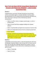 New York Law Exam &lpar;NYLE&rpar; Actual Exam Questions & &NewLine;Answers with Rationales 2026&sol;2027 &ndash; Latest Update &NewLine;Guaranteed Pass 