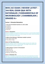 Bios 242 Exam 2 Review Latest &ndash; 344 Real Exam Q&A With Rationales &vert; Fundamentals Of Microbiology &vert; Chamberlain &vert; Graded A&plus;