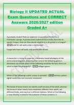 Biology II UPDATED ACTUAL&NewLine;Exam Questions and CORRECT&NewLine;Answers 2026&sol;2027 edition&NewLine;Graded A&plus;&NewLine;A graduate student finds an organism in a pond and thinks it is a&NewLine;freshwater sponge&period; A postdoctoral student thinks it looks more like an&NewLine;aquatic fungus&period; How can