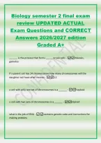 Biology semester 2 final exam&NewLine;review UPDATED ACTUAL&NewLine;Exam Questions and CORRECT&NewLine;Answers 2026&sol;2027 edition&NewLine;Graded A