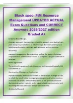 Black spec- PjM Resource&NewLine;Management UPDATED ACTUAL&NewLine;Exam Questions and CORRECT&NewLine;Answers 2026&sol;2027 edition&NewLine;Graded A&plus;&NewLine;Evidence Based Design&NewLine;A design approach that uses data&comma; scientific research&comma; and finding from&NewLine;post-occupancy evaluations to inform des