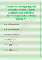 Courses for biology degrees&NewLine;UPDATED ACTUAL Exam&NewLine;Questions and CORRECT&NewLine;Answers 2026&sol;2027 edition&NewLine;Graded A&plus;