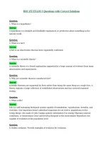 BIO 152 EXAM 1 Questions with Correct Solutions