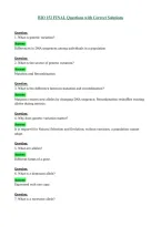 BIO 152 FINAL Questions with Correct Solutions