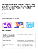 NR 565 Advanced Pharmacology Midterm Exam 2026&ndash;2027 &vert; Chamberlain University Questions & Answers &vert; Complete Practice Test &vert; Verified Correct Solutions