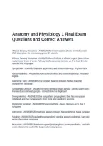 Anatomy and Physiology 1 Final Exam Questions and Correct Answers&NewLine;&NewLine;&NewLine;