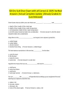 SDI Dry Suit Diver Exam with all Correct & 100&percnt; Verified Answers &vert;Actual Complete Update &vert;Already Graded A&plus; &lpar;Just Released&rpar;