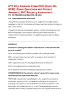 NYC City Assessor Exam 2026 &lpar;Exam No&period; 6036&rpar; &vert; Exam Questions and Correct Answers &vert; NYC Property Assessment