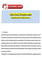 AHA PALS Practice Exam 2026&sol;2027 &vert; Pediatric Advanced Life Support Questions & Answers &vert; Certification Exam Prep