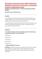 Arkansas Auctioneer Exam 2026 &vert; 200 Exam Questions and Correct Answers &vert; Auctioneer License Certification Exam