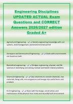 Engineering Disciplines&NewLine;UPDATED ACTUAL Exam&NewLine;Questions and CORRECT&NewLine;Answers 2026&sol;2027 edition&NewLine;Graded A&plus;
