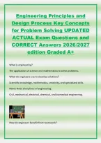 Engineering Principles and&NewLine;Design Process Key Concepts&NewLine;for Problem Solving UPDATED&NewLine;ACTUAL Exam Questions and&NewLine;CORRECT Answers 2026&sol;2027&NewLine;edition Graded A&plus;