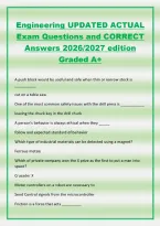 Engineering UPDATED ACTUAL&NewLine;Exam Questions and CORRECT&NewLine;Answers 2026&sol;2027 edition&NewLine;Graded A&plus;&NewLine;A push block would be useful and safe when thin or narrow stock is&NewLine;&lowbar;&lowbar;&lowbar;&lowbar;&lowbar;&lowbar;&lowbar;&lowbar;&lowbar;&lowbar;&NewLine;cut on a table saw&NewLine;One of the most common safety issues with the drill press is 