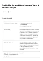 Florida P&C Personal Lines Insurance Exam PDF&colon; Key Terms and Concepts